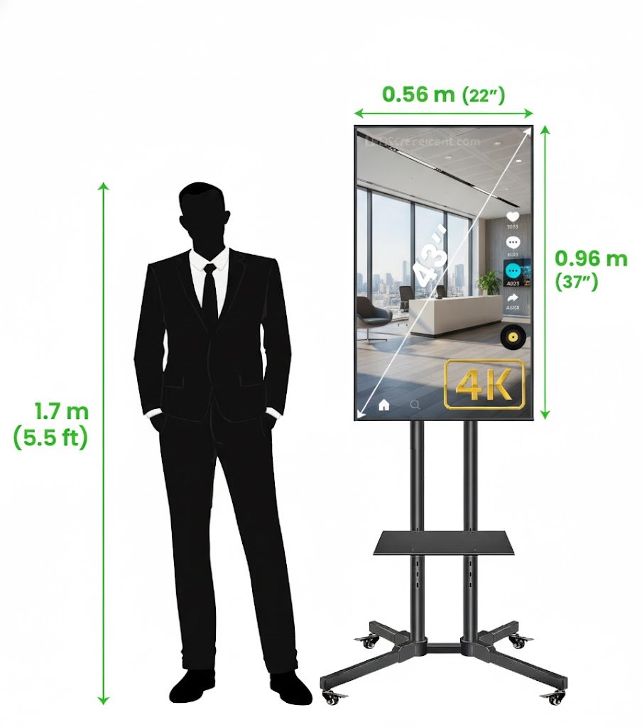 LED TV Screen 43", 4K, portrait (vertical)